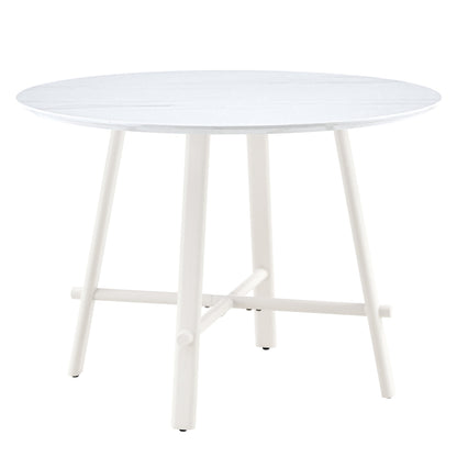 Modern Round Dining Table, Dining Room, 42-Inch White Top
