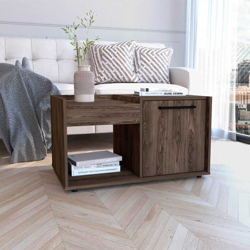Modern Lyon Coffee Table, Living Room Storage, Dark Walnut
