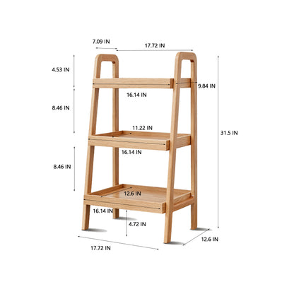Natural Beech Shoe Bench for Entryway, 3-Tier Storage