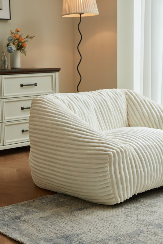 BYBYME Giant Bean Bag Chair for Adults and Kids, Large Comfy Cozy Beanbag, Floor Sofa for Teens, Living Room, Gaming, Reading, Beige