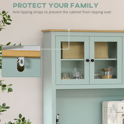 HOMCOM Light Blue Kitchen Hutch Pantry with Microwave Shelf