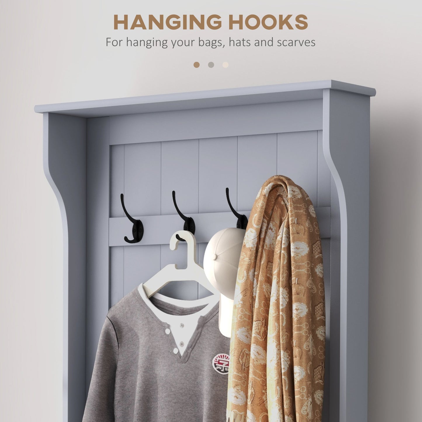 HOMCOM Modern Gray Hall Tree Bench for Entryway with Storage