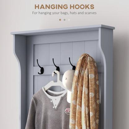 HOMCOM Modern Gray Hall Tree Bench for Entryway with Storage