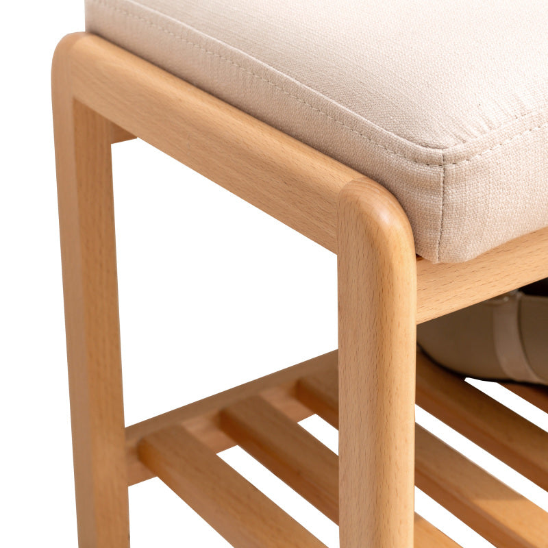 Scandi Shoe Bench for Entryway with Supportive Cushion