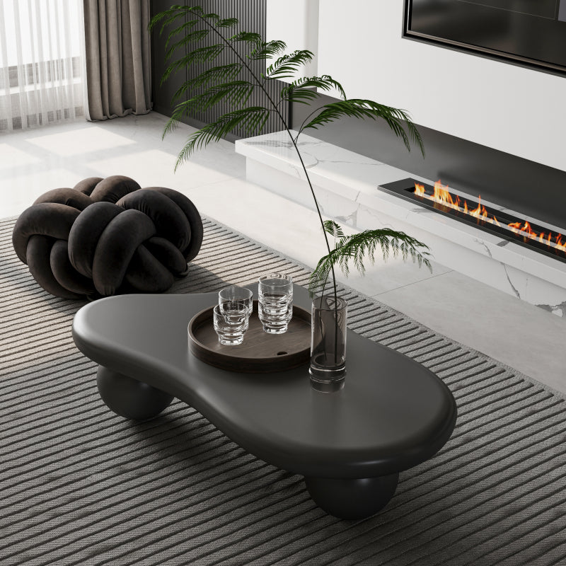 Modern Black Cloud Coffee Table for Living Room, 3 Ball Legs