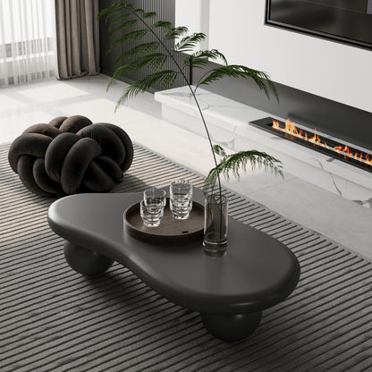 Modern Black Cloud Coffee Table for Living Room, 3 Ball Legs
