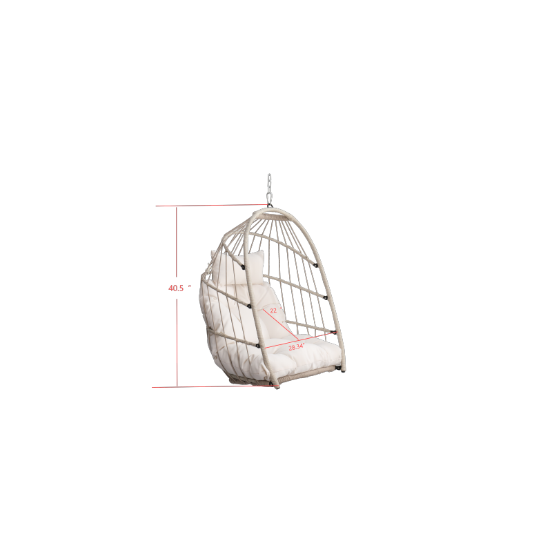Boho Egg Swing Chair for Patio, All-Weather White PE Rattan