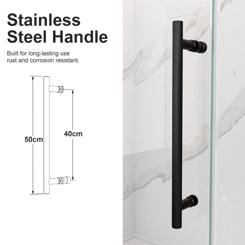 56"-60"W x 72"H Frameless Single Sliding Shower Door _ 5/16" (8mm) Clear Tempered Glass, Bypass Design with Matte Black Finish