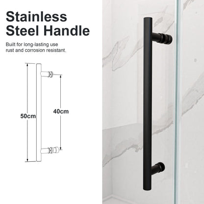 56"-60"W x 72"H Frameless Single Sliding Shower Door _ 5/16" (8mm) Clear Tempered Glass, Bypass Design with Matte Black Finish