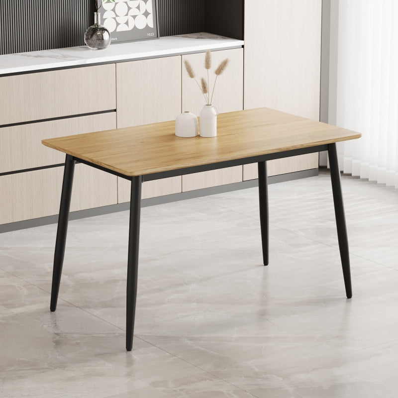 Modern Minimalist Dining Table for Kitchen, Black Metal Legs