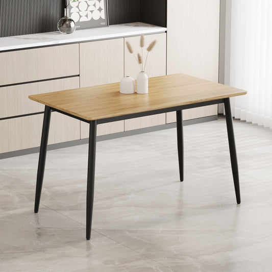 Modern Minimalist Dining Table for Kitchen, Black Metal Legs