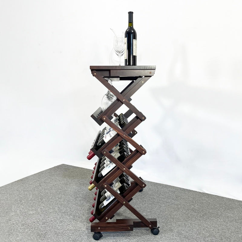 Walnut Freestanding Wine Rack for Home Bar, 26-Bottle