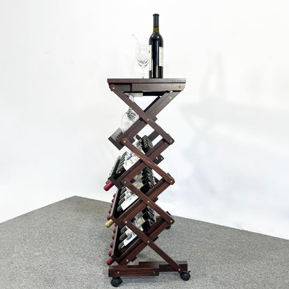 Walnut Freestanding Wine Rack for Home Bar, 26-Bottle
