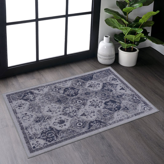 NAAR MAVAL Blue Doormat Rug for Front Door, Washable 2' x 3'