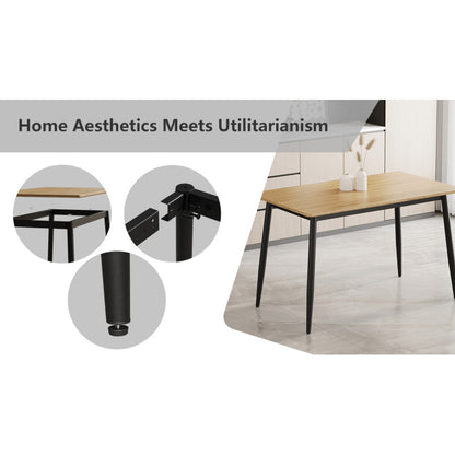 Modern Minimalist Dining Table for Kitchen, Black Metal Legs
