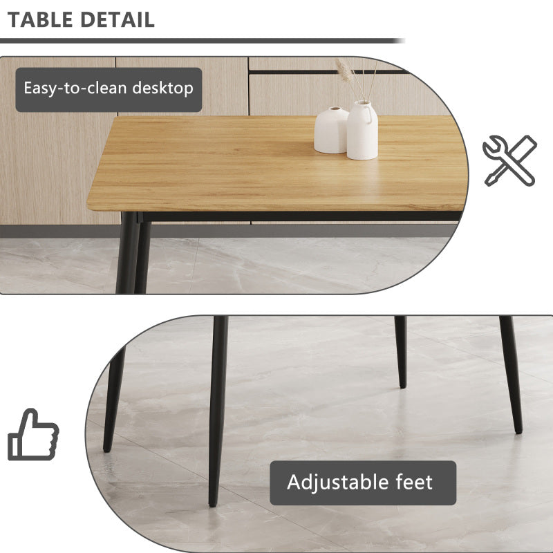 Modern Minimalist Dining Table for Kitchen, Black Metal Legs
