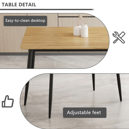 Modern Minimalist Dining Table for Kitchen, Black Metal Legs