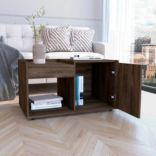 Modern Lyon Coffee Table, Living Room Storage, Dark Walnut