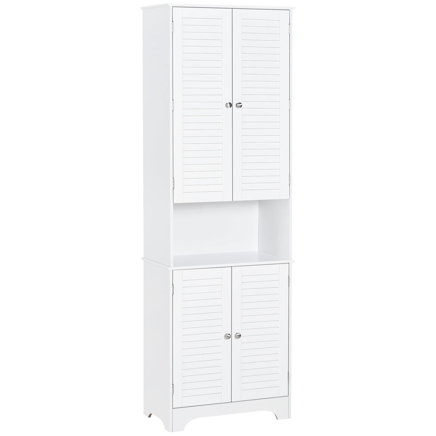 HOMCOM Slim White Bathroom Linen Cabinet, Adjustable Shelves