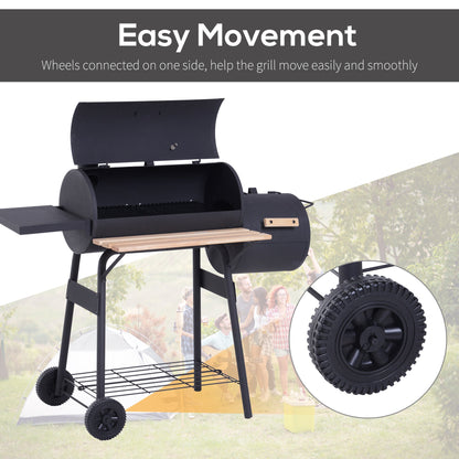 Outsunny Portable Charcoal Grill for Backyard with Wheels