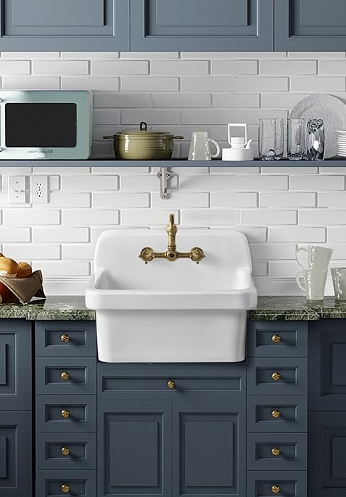 ELLAI Farmhouse Wall-Mount Laundry Sink, 36-Inch High-Back