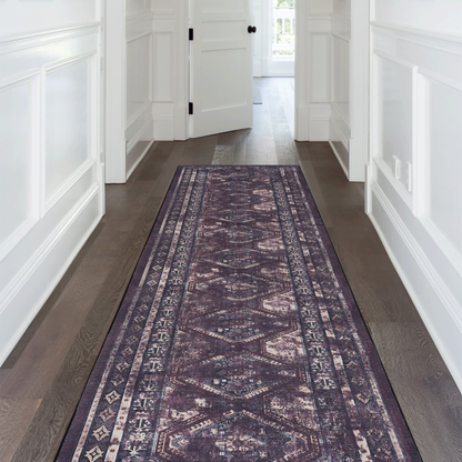 NAAR MAVAL Washable 2x3 Entryway Doormat, Black/Burgundy