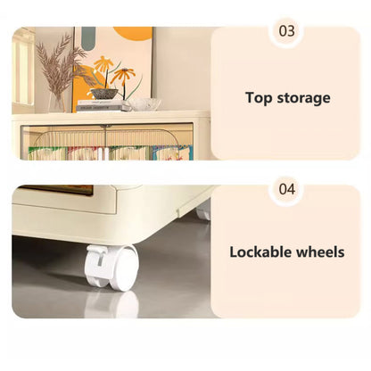 Modern Folding Closet Cabinet with Wheels, 3-Tier