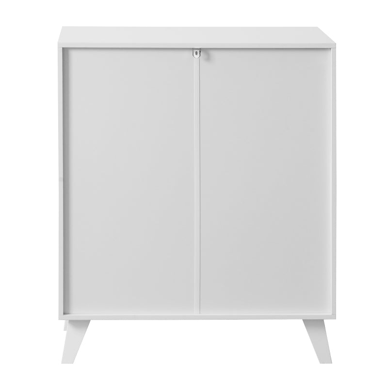 Modern Glass-Door Living Room Cabinet with Adjustable Shelf