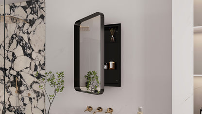 Black Metal Bathroom Medicine Cabinet, Adjustable Shelves