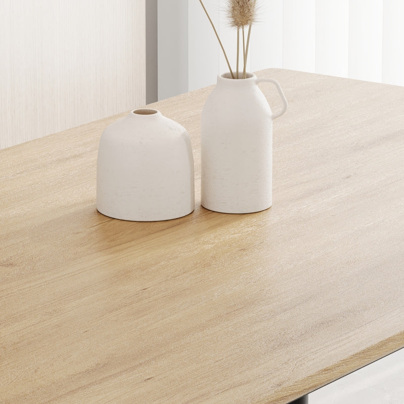 Modern Minimalist Dining Table for Kitchen, Black Metal Legs