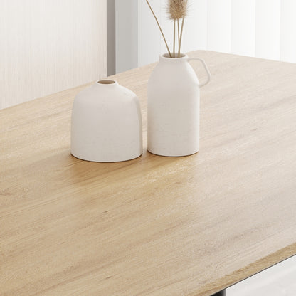 Modern Minimalist Dining Table for Kitchen, Black Metal Legs