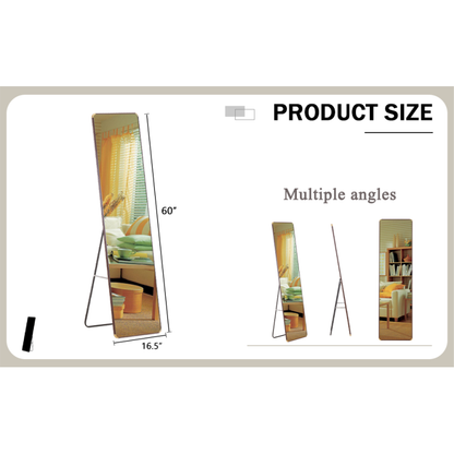 Modern Full-Length Mirror for Bedroom, 60x16 Stand/Wall