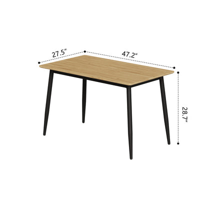 Modern Minimalist Dining Table for Kitchen, Black Metal Legs