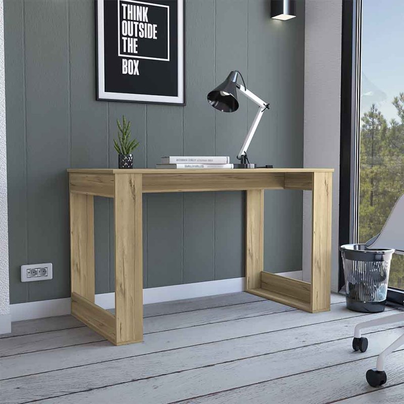 Modern Light Oak Writing Desk for Home Office, Spacious Top