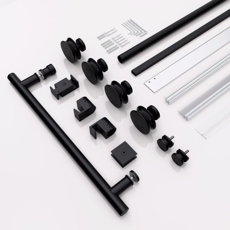 56"-60"W x 72"H Frameless Single Sliding Shower Door _ 5/16" (8mm) Clear Tempered Glass, Bypass Design with Matte Black Finish