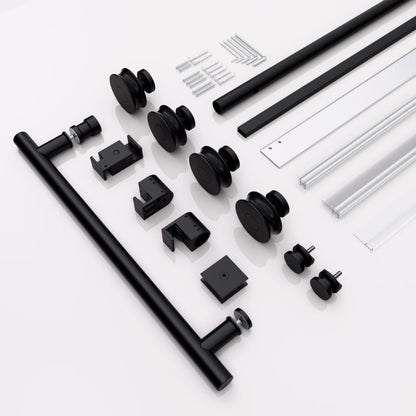 56"-60"W x 72"H Frameless Single Sliding Shower Door _ 5/16" (8mm) Clear Tempered Glass, Bypass Design with Matte Black Finish