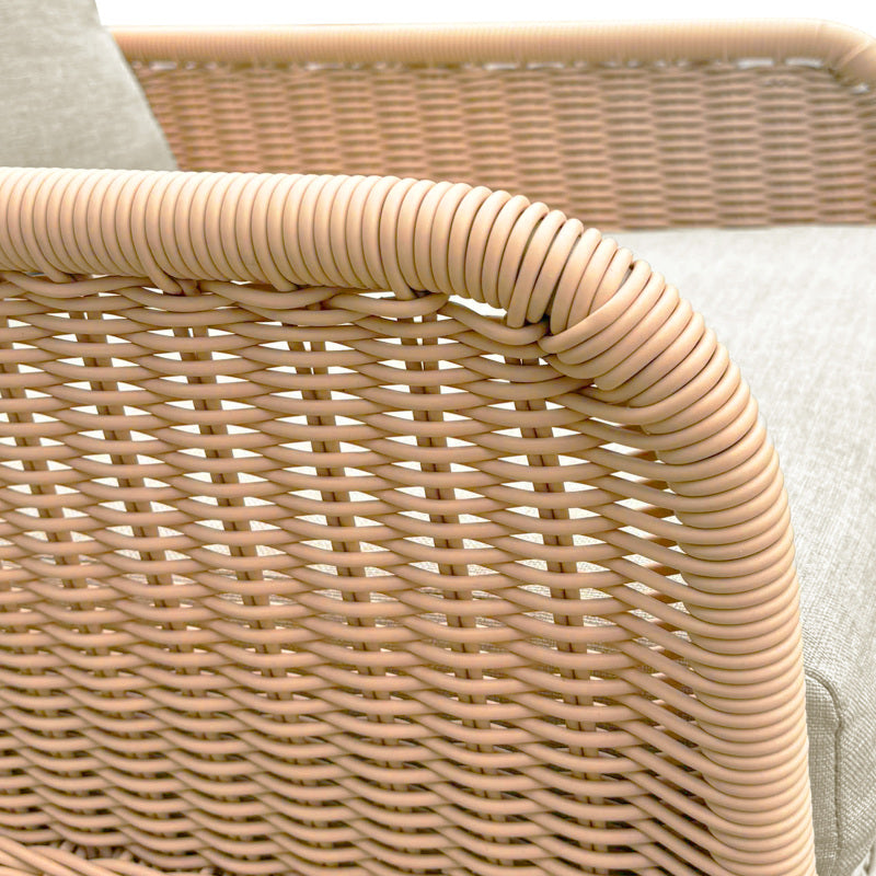Modern Beige Wicker Rocker for Indoor/Outdoor, Soft Cushions