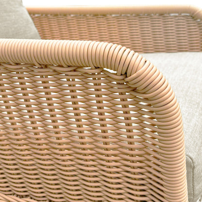 Modern Beige Wicker Rocker for Indoor/Outdoor, Soft Cushions