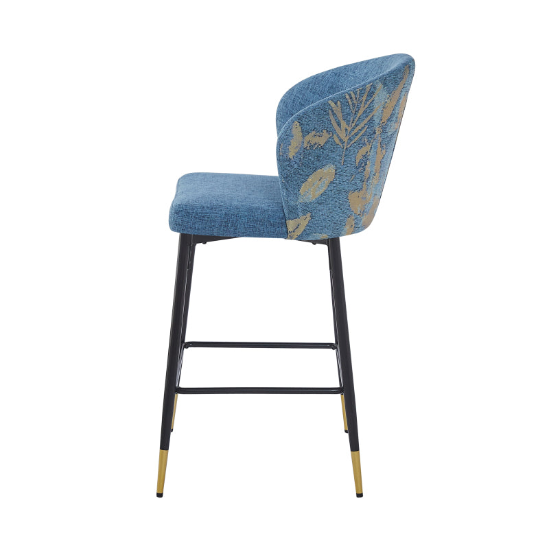 Jacquard Counter Stools for Kitchen, Metal Footrest, 2-Pack