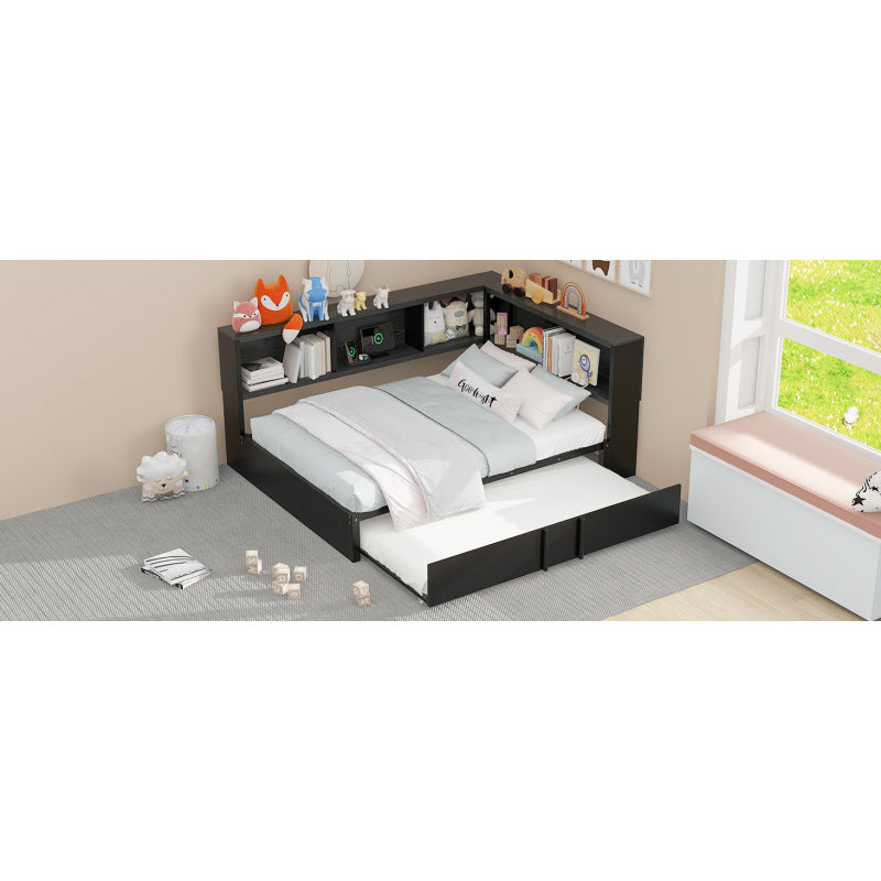 Modern Metal Daybed w/ Trundle, Guest Room Storage & USB