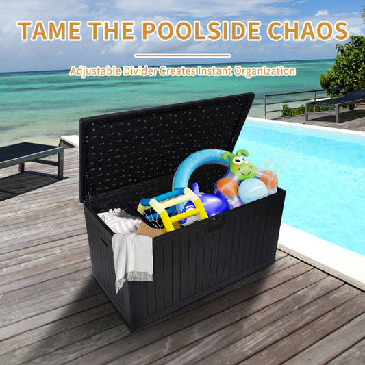 Waterproof Resin Deck Box for Patio & Pool, 260 Gal Lockable
