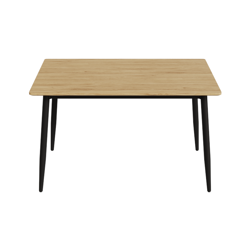 Modern Minimalist Dining Table for Kitchen, Black Metal Legs
