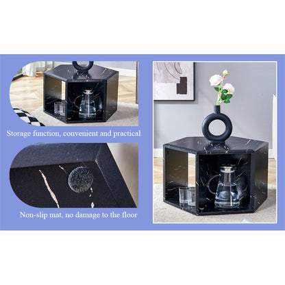 Modern Hexagon Coffee Table for Living Room, Extra Storage