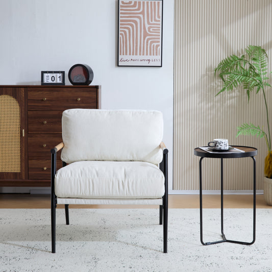 Modern Accent Chair for Living Room, Plush Seat & Wood Arms
