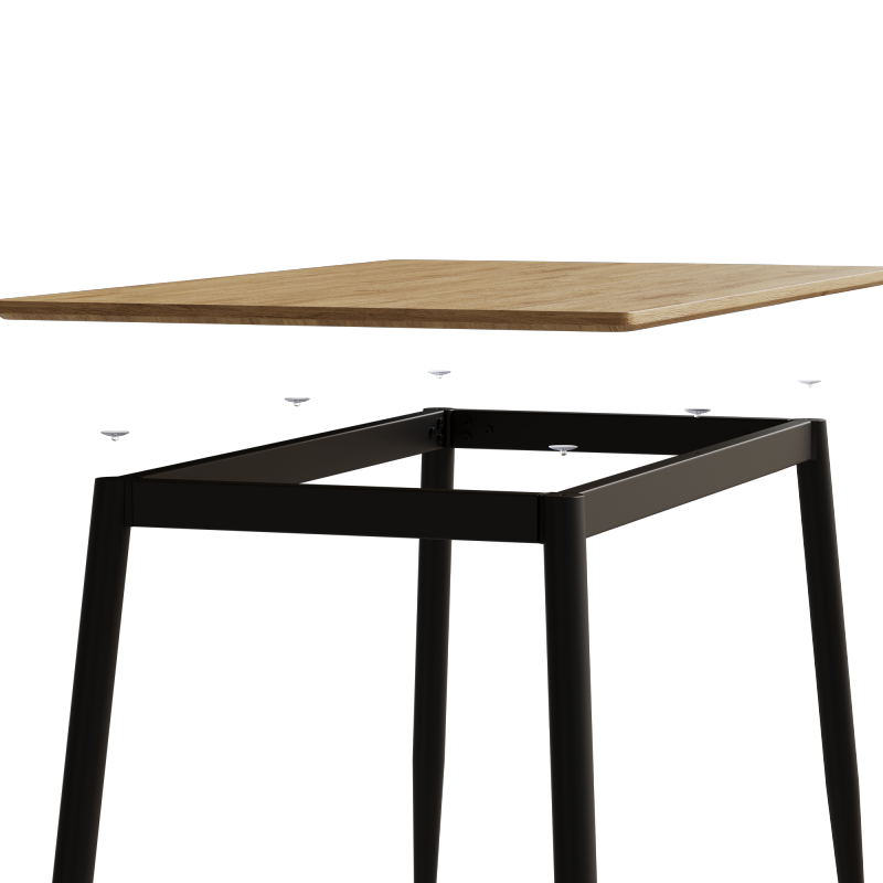 Modern Minimalist Dining Table for Kitchen, Black Metal Legs