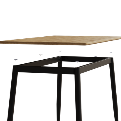 Modern Minimalist Dining Table for Kitchen, Black Metal Legs