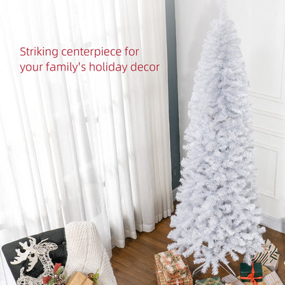 HOMCOM Slim 7 ft White Christmas Tree with Stand for Corners