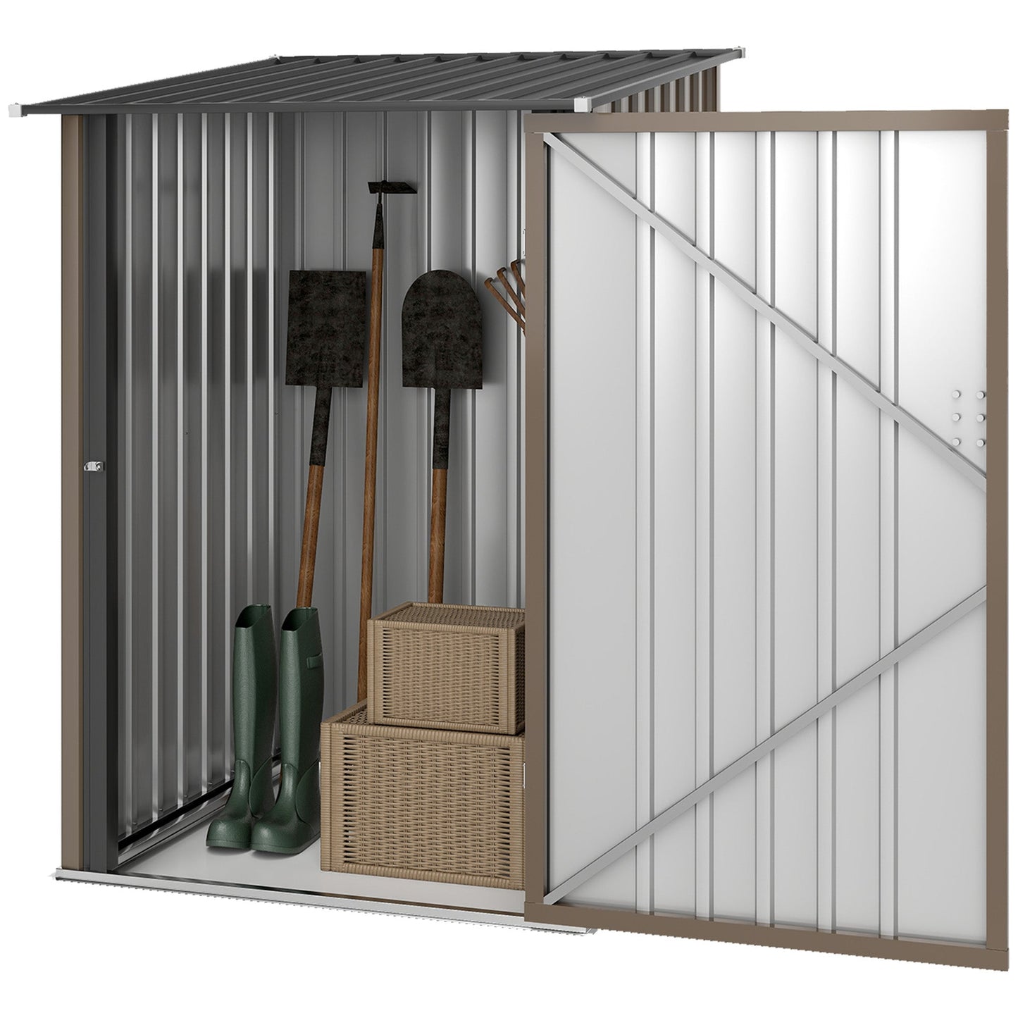 Outsunny Lean-To Patio Shed, Lockable Galvanized Steel