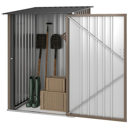 Outsunny Lean-To Patio Shed, Lockable Galvanized Steel