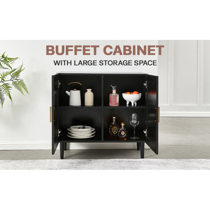 Modern Rattan Sideboard for Living Room, Adjustable Shelves